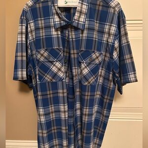 Harley-Davidson Blue and Gray Plaid Men's Shirt